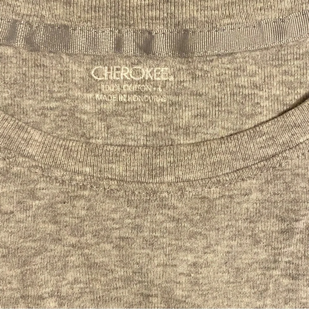 Cherokee Heather Gray Grey Shirt Crew Top Shirt Sleeves Large T-Shirt - Picture 4 of 5
